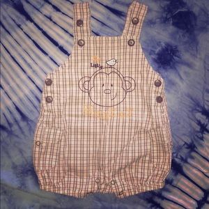 My lil’ Monkey Plaid Overalls 0-3m boy